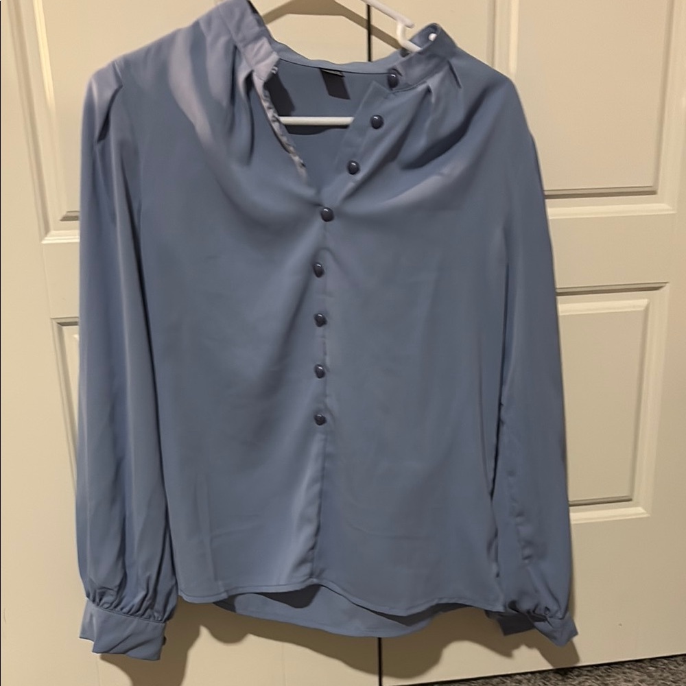 Elegant Blue Button-Up Women's Top